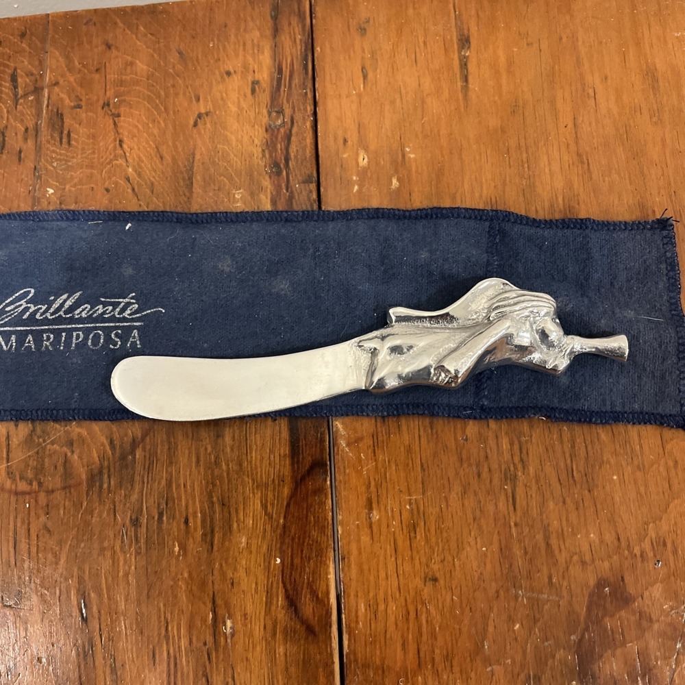 Mariposa Brilliance Aluminum Cheese Spreader Angel Trumpet Christmas Knife